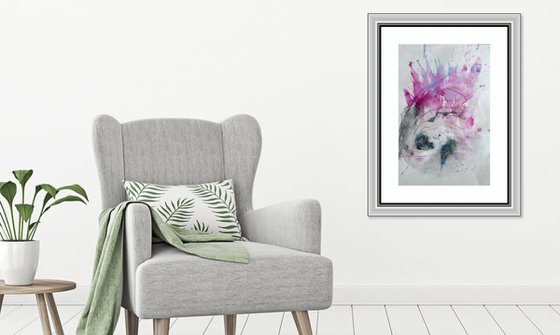 The Kiss - Abstract Watercolor Drawing