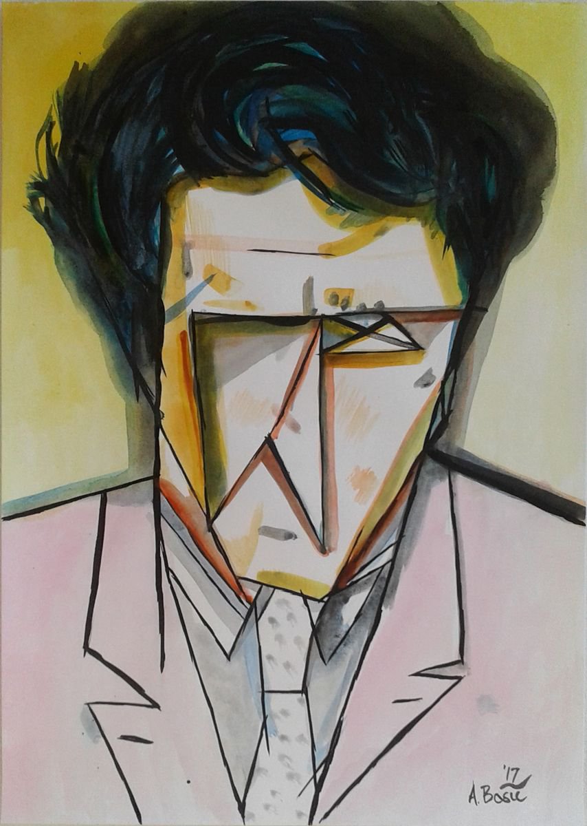 Geometric Abstract Painting By Aleksandar Basic, 12 X 17, Francis Picabia, Original Artwork