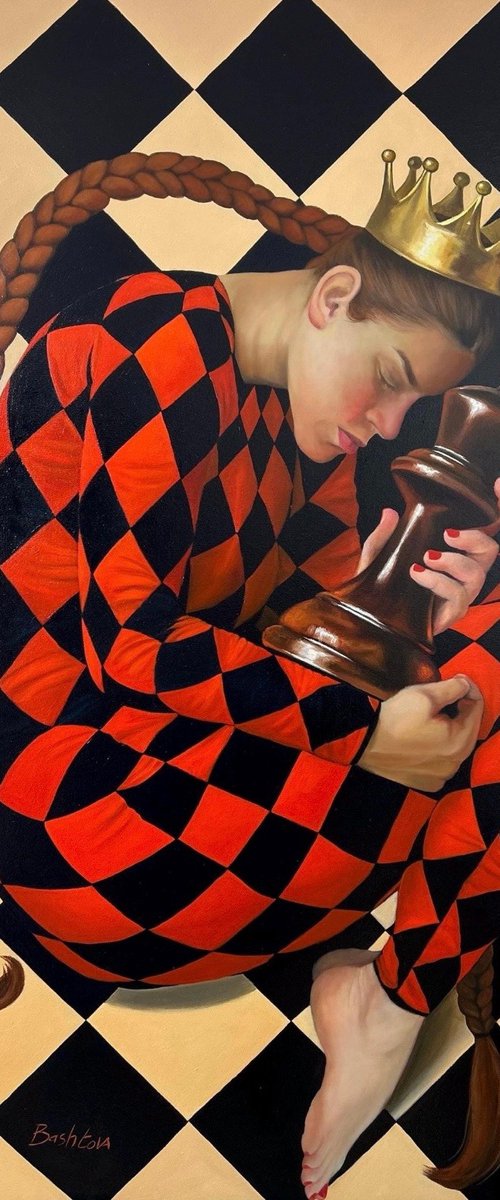 The Checkmate Original Oil Painting by Mariia Bashtova