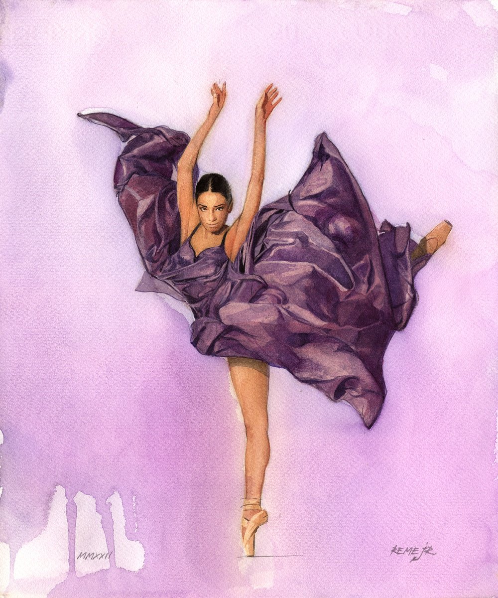 Photorealistic Watercolour , Ballet Dancer Cdlxxii By Reme Jr., 11 X 14, Artwork For Sale On Artfinder