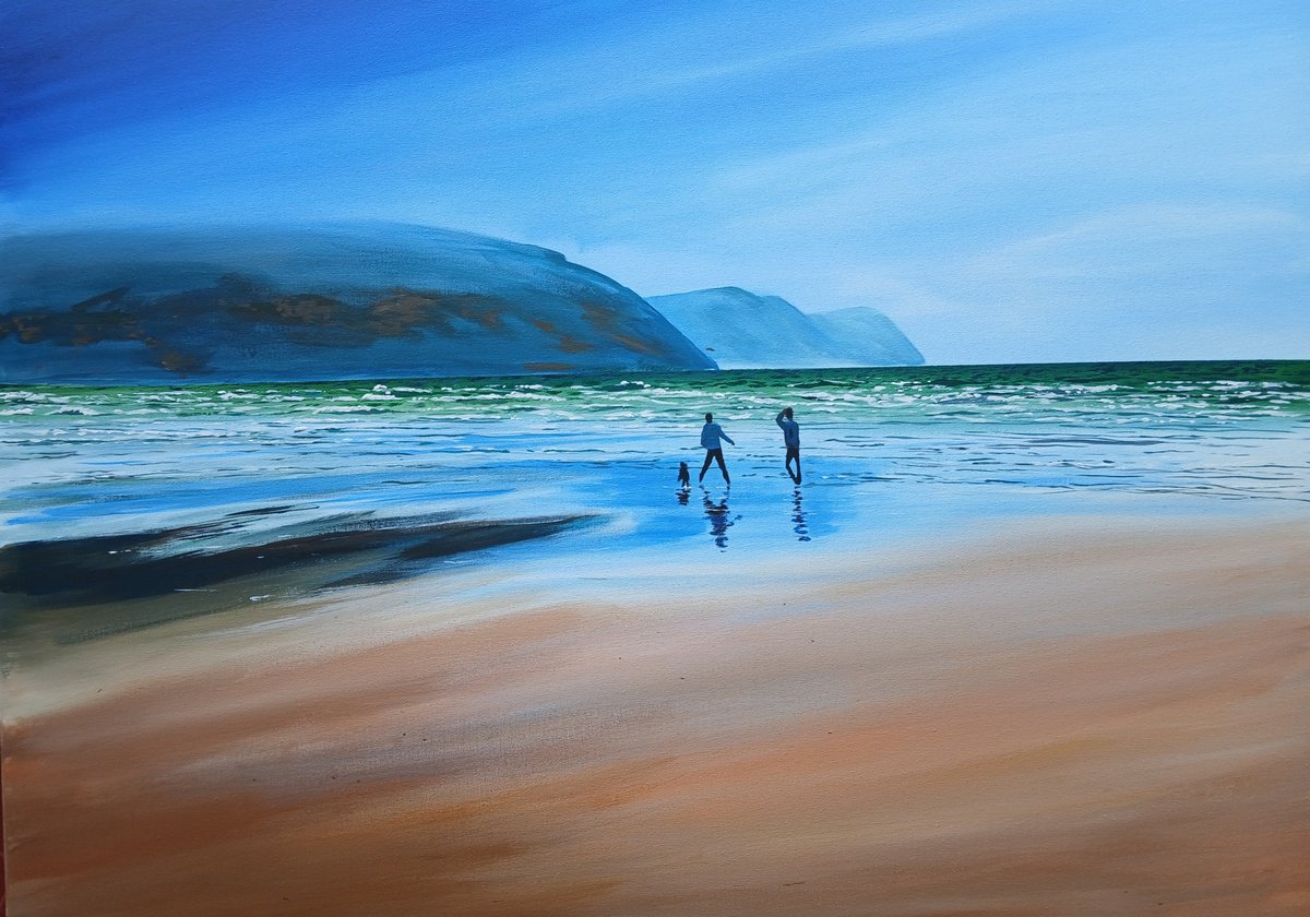 Photorealistic Landscape Acrylic Painting By Cathal Gallagher, 40 X 30, Keel Horizon, Original Artwork