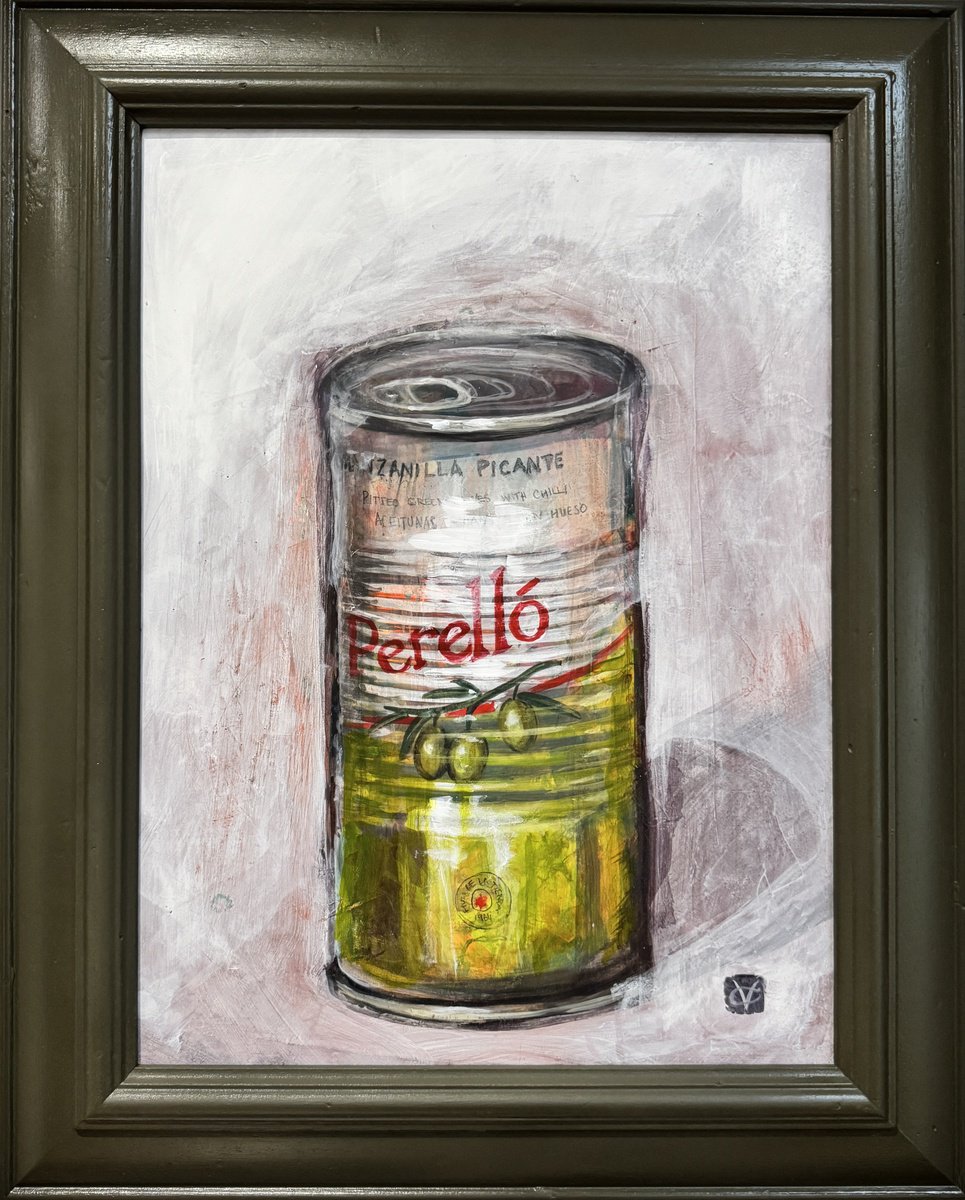 Expressive Still Life Acrylic Painting By Victoria Coleman, 17 X 20", Perello Olives, Original Artwork