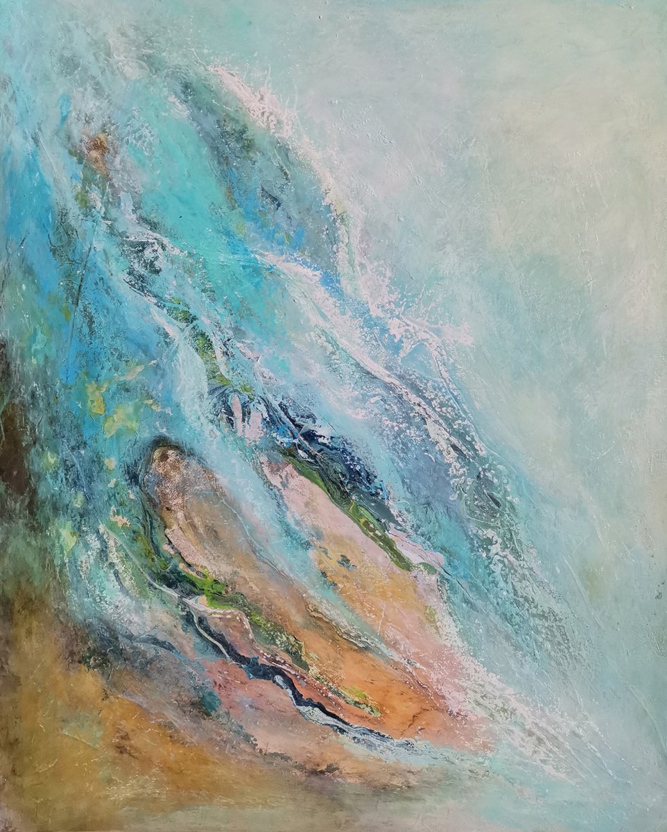 Organic Landscape Acrylic Painting By Doris Duschelbauer, 32 X 39, Nature