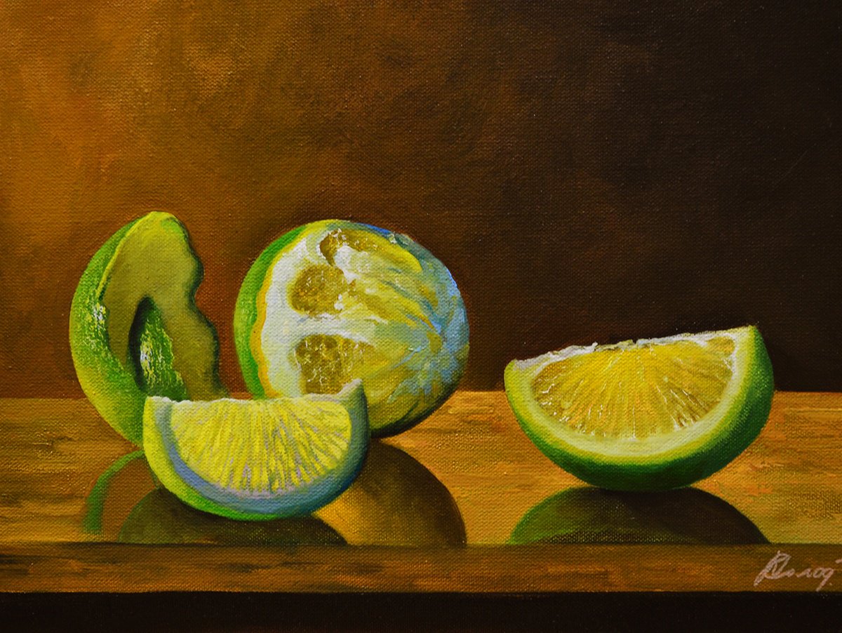 Photorealistic Oil Painting , Still Life With Lime/42 By Kolodyazhniy Sergey, 16 X 12, Artwork For Sale On Artfinder