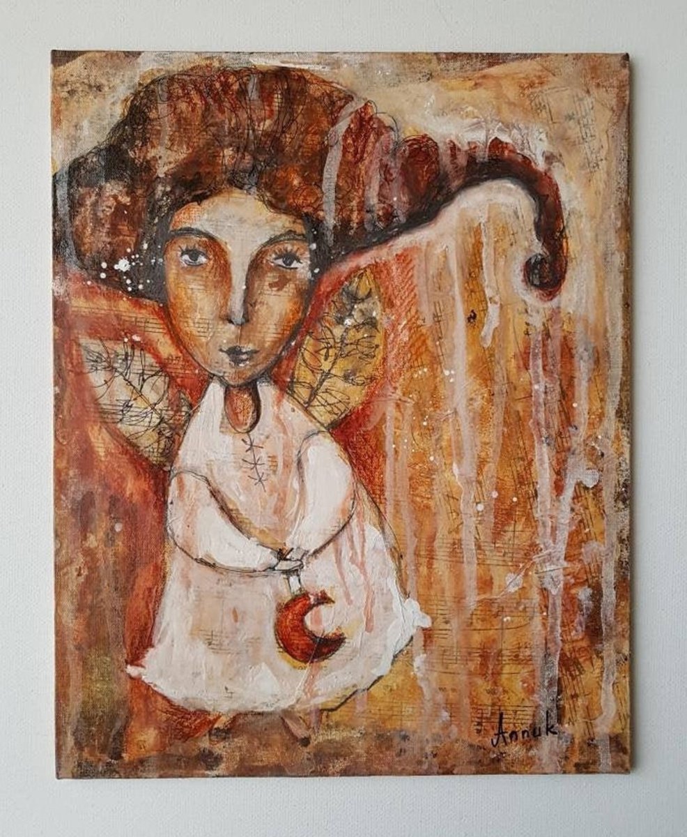 Angel with a moon by Anna Soghomonyan