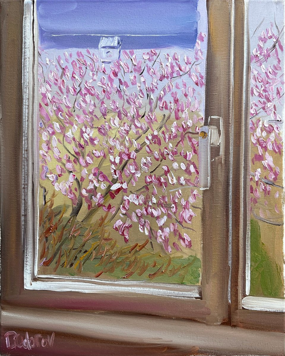 Impressionistic Landscape Oil Painting By Dmitry Fedorov, 16 X 20, Spring Window, Original Artwork