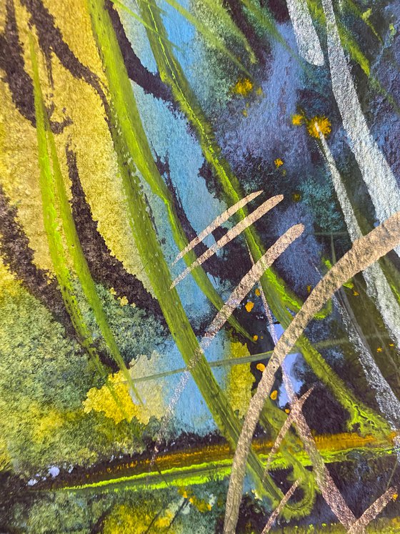 Reeds on the river. Painting from nature