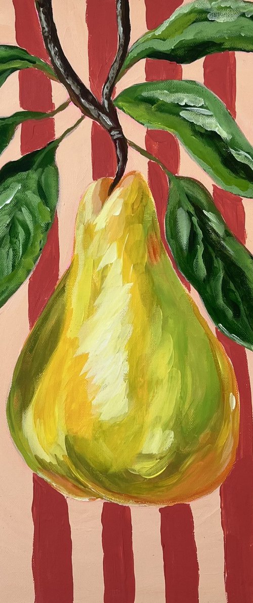Vintage Striped Pear by Dal Kaur