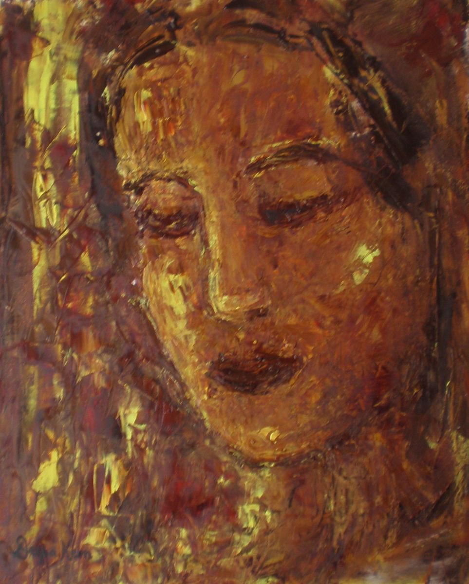 Impressionistic Abstract Oil Painting By Deepa Kern, 16 X 19, Abstract Face, Original Artwork