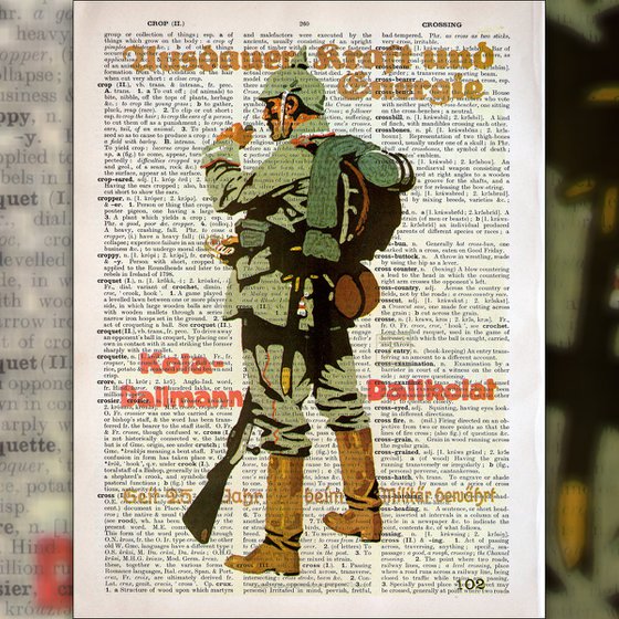 Kola-Dallmann Dallkolat - Collage Art Print on Large Real English Dictionary Vintage Book Page