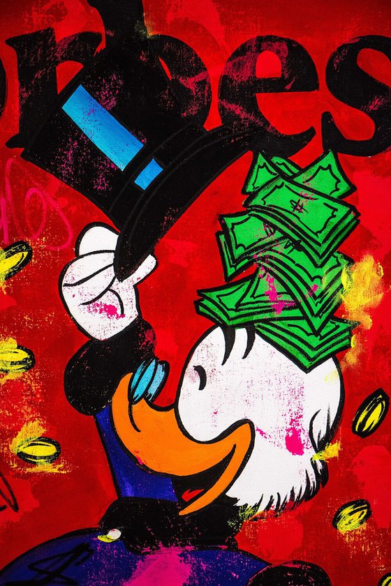 Scrooge McDuck thinking money