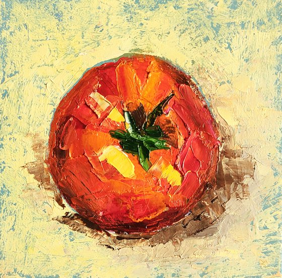 Tomato Painting Original Art Vegetable Artwork Impasto Food Wall Art Small Oil Painting