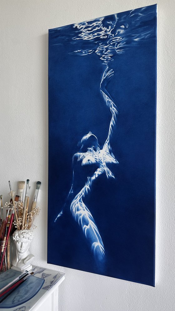 Call of the Siren - Blue Underwater Nude