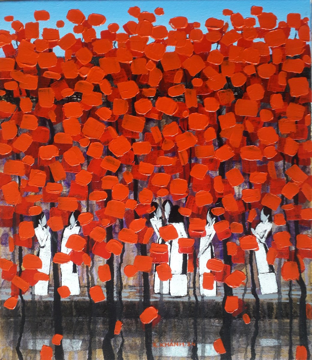 Row of red trees #14 by Xuan Khanh Nguyen