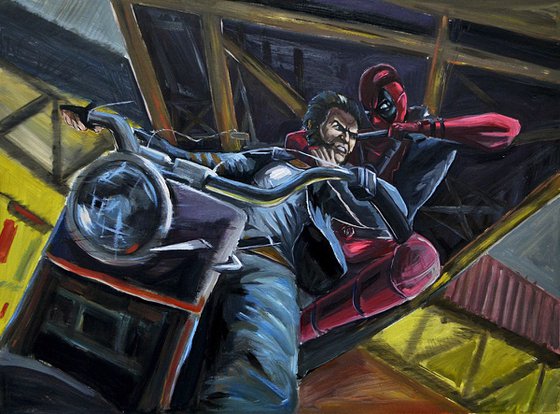 Deadpool and Wolverine oil painting