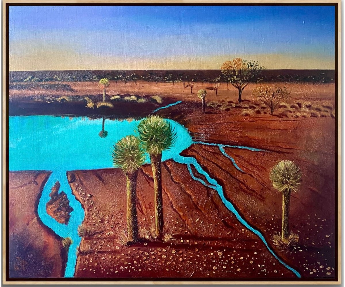 Organic Landscape Acrylic Painting By Wendy Peters, 25 X 21", Grass Trees Of The Outback, Original Artwork