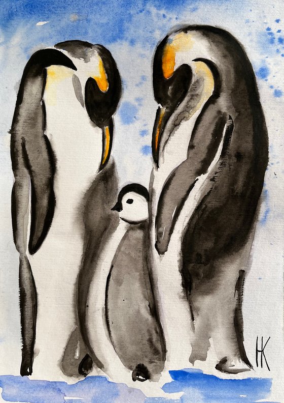 Penguin Family Painting