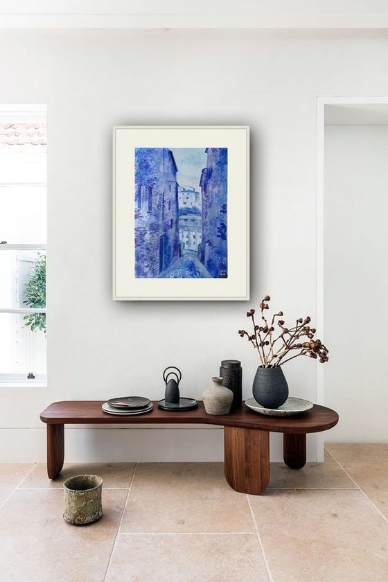 Blue dusk in the Spanish town