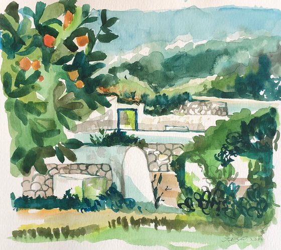 View across the garden walls, Menorca - Baleariac Islands