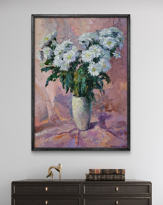 Chrysanthemum on pink