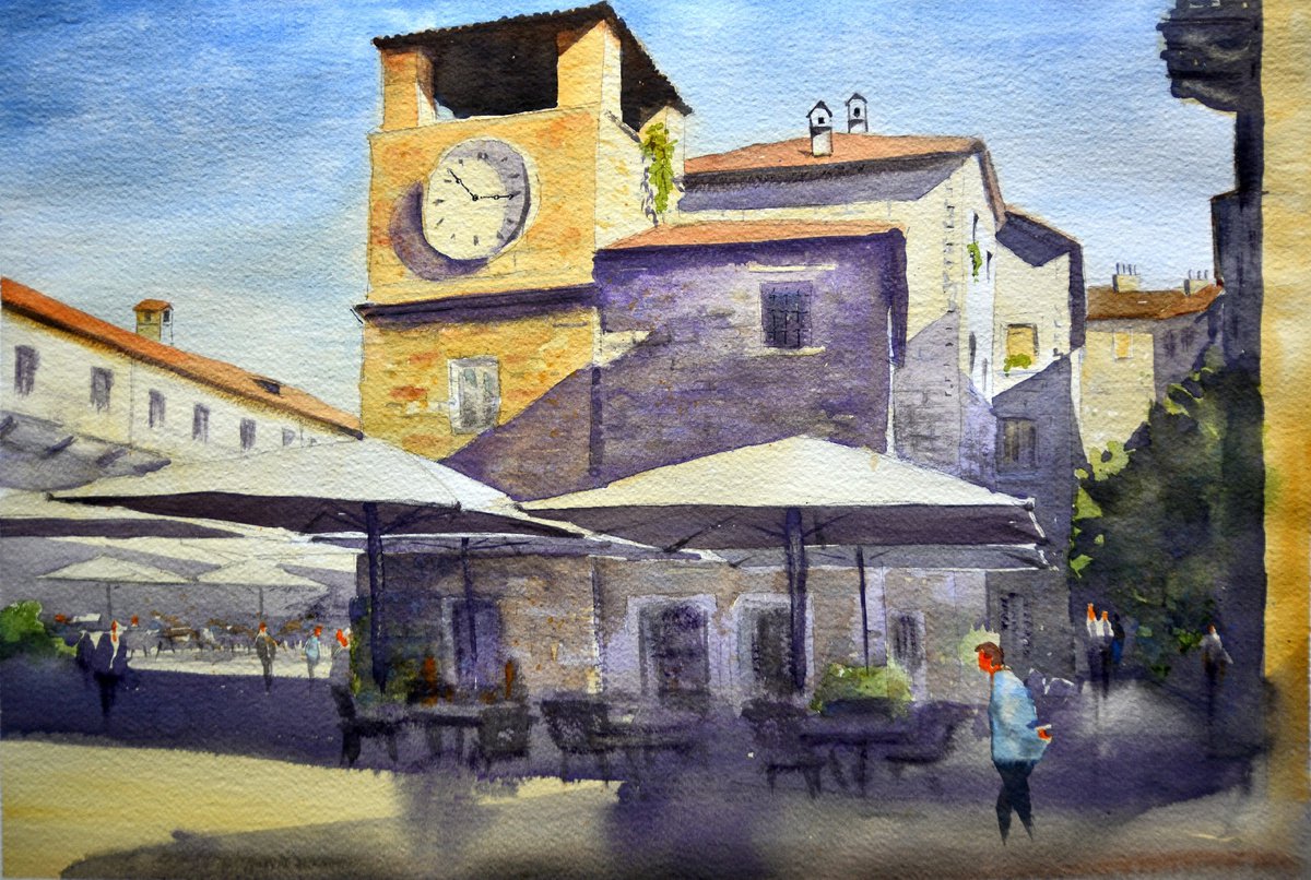 Impressionistic Cityscapes Watercolour By Nenad Kojic, 22 X 15", Stari Grad Kotor Montenegro, Original Artwork