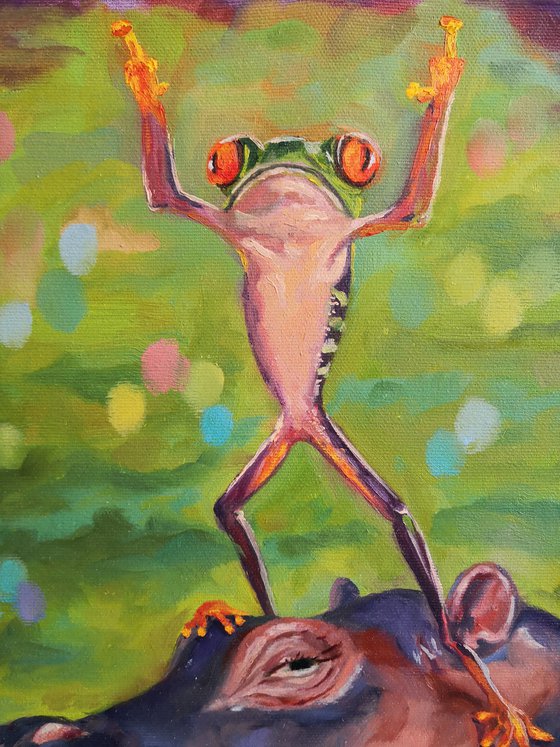 Dancing frog and flirting hippo - funny animals collection