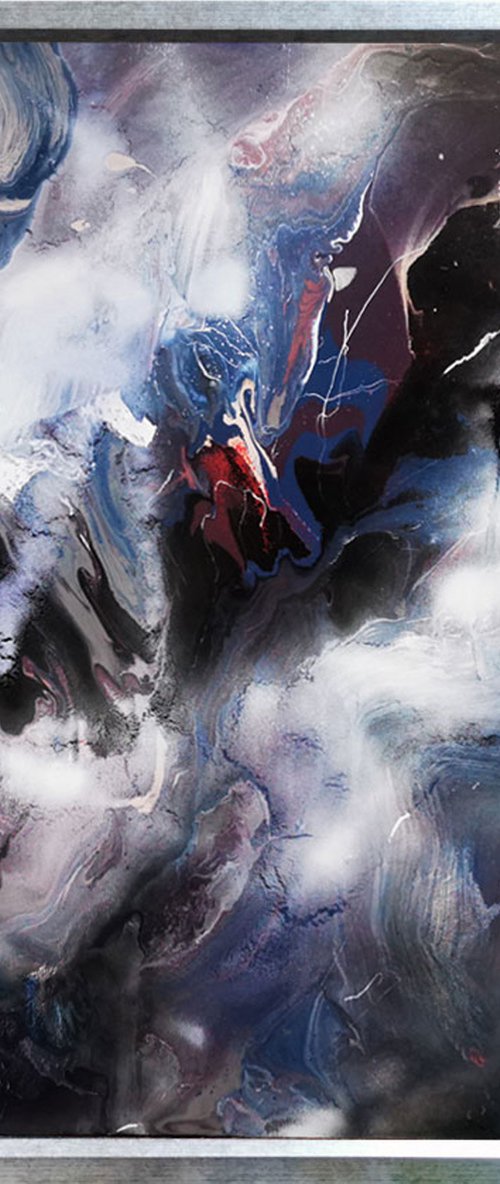 Stunning large framed mindscape rlief painting on wooden panel Marine storm signed O Kloska by Kloska Ovidiu