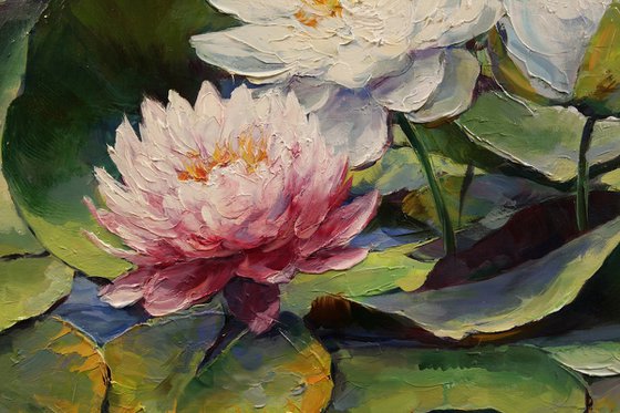 "Dragonflies over Lilies"