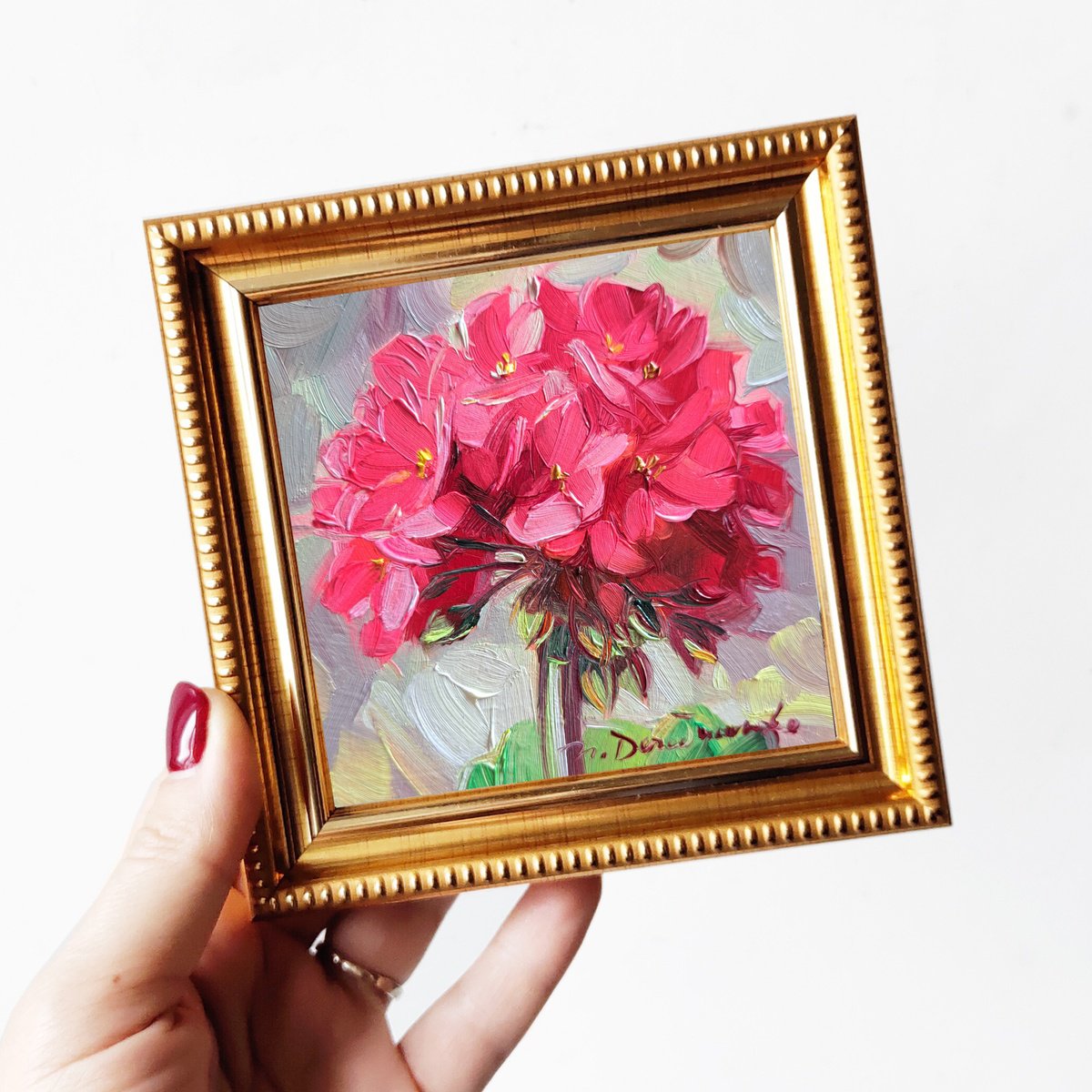 Geranium painting by Nataly Derevyanko