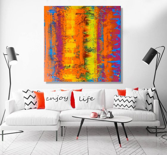 Happy Feeling - XL LARGE,  ABSTRACT ART – EXPRESSIONS OF ENERGY AND LIGHT. READY TO HANG!