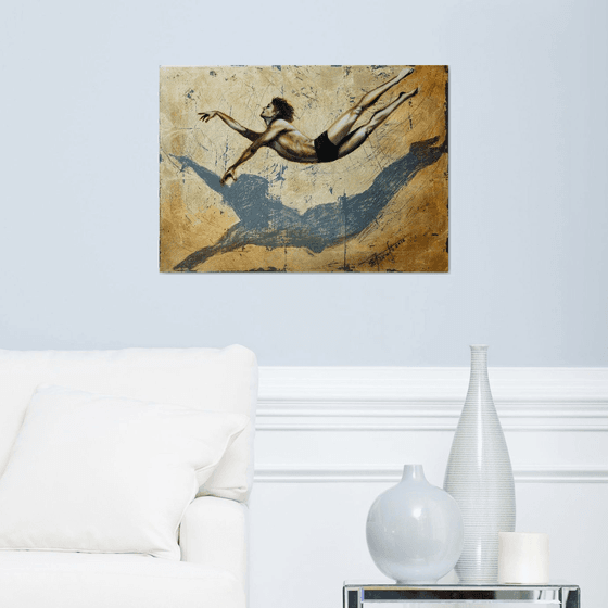 "Allegro",  original mixed-media painting, 70x50 cm, ready to hang
