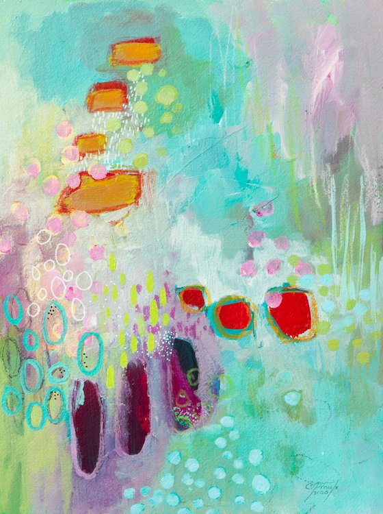 Après la pluie, le beau temps - Original abstract painting on paper - One of a kind