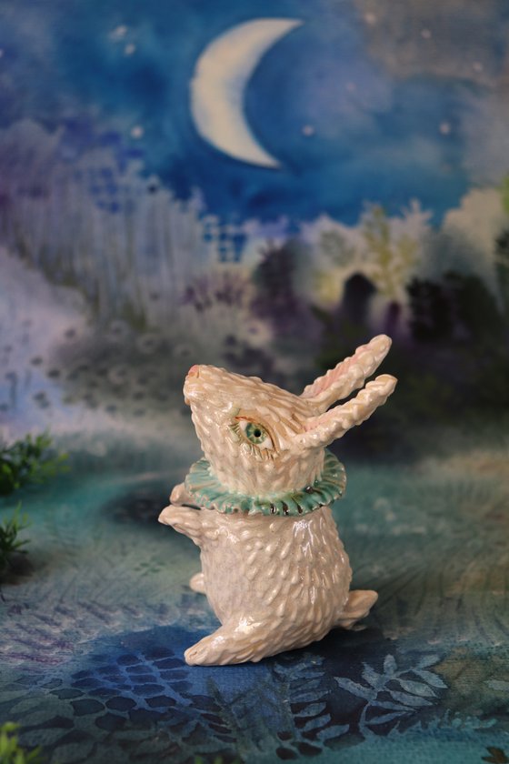 Rabbit. Tiny sculpture by Elya Yalonetski