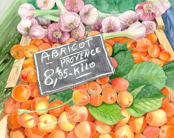 Apricots in an Open Air Market in Nice, France