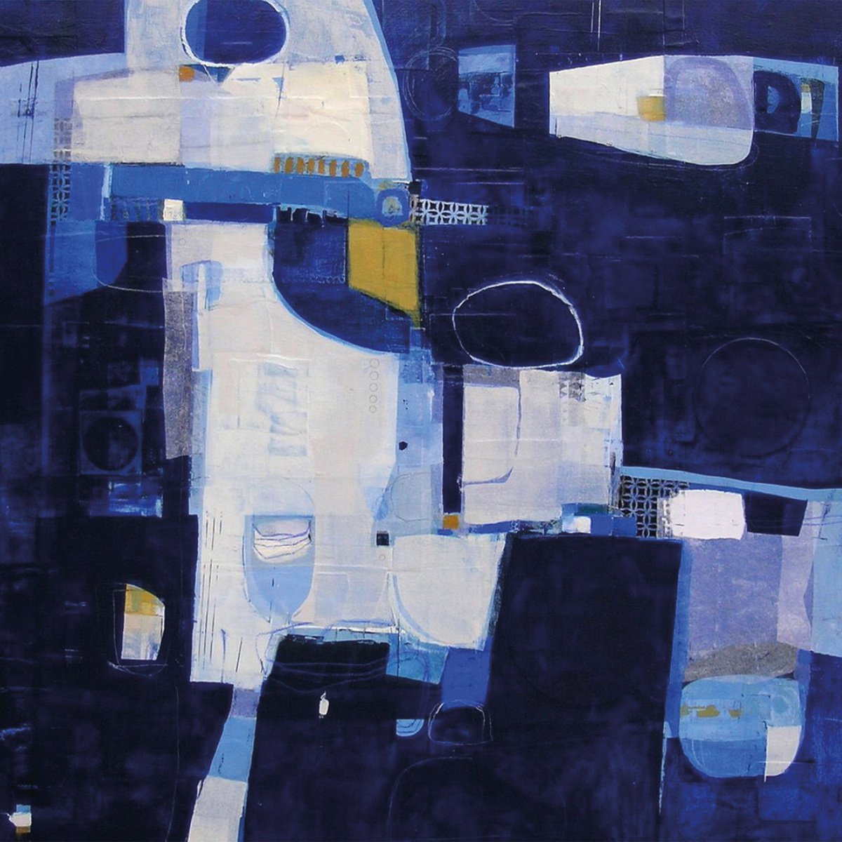 Blue night, original modern abstract painting, 120x120x4 cm, 2022 by Nataliia Krykun
