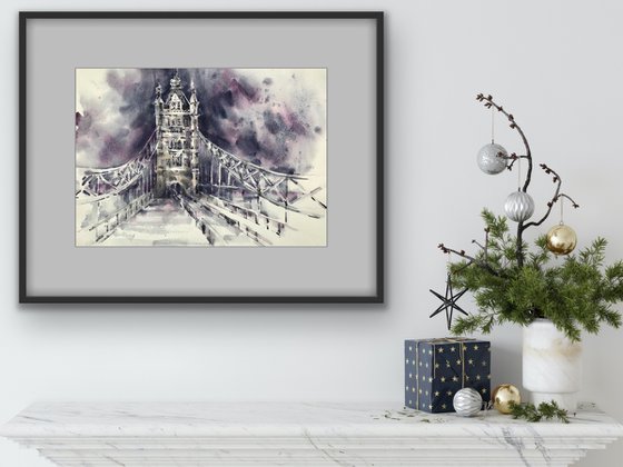 Tower bridge. one of a kind, original painting