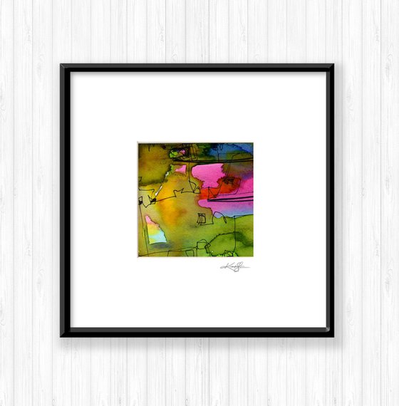 Abstraction 2019-1 - Mixed Media Abstract Painting in mat by Kathy Morton Stanion
