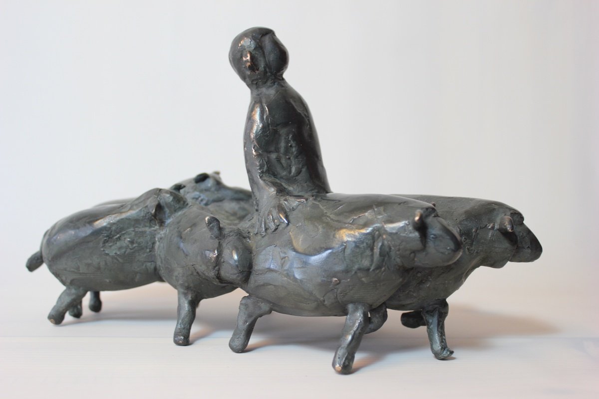 Impressionistic Bronze Sculpture , Shared Journey By Nerijus Kisielius, 10 X 6, Artwork For Sale On Artfinder