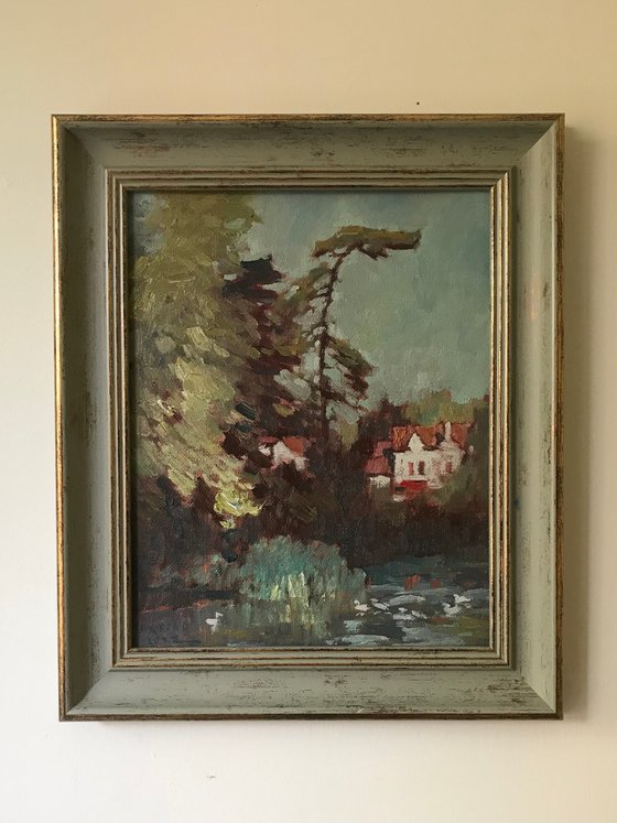Original Oil Painting Wall Art Signed unframed Hand Made Jixiang Dong Canvas 25cm × 20cm Landscape A Windy Autumn Day in Oxford Small Impressionism Impasto
