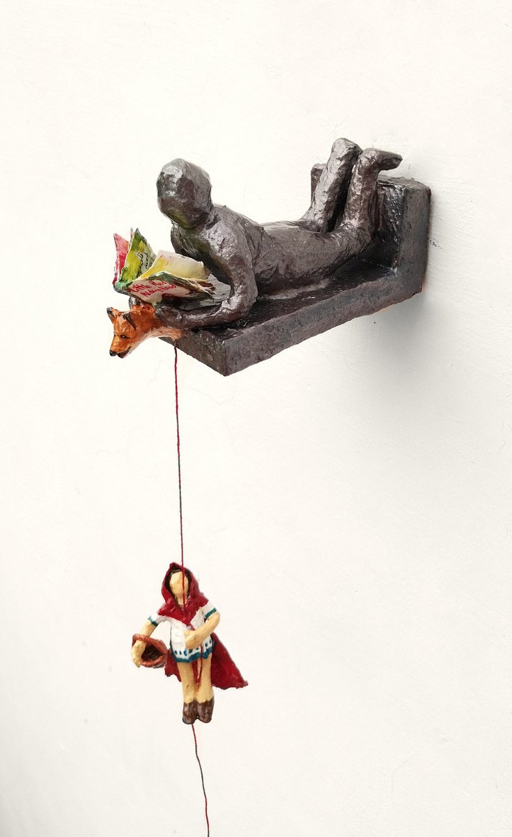 Wolf and the girl - Original paper sculpture by Shweta  Mahajan