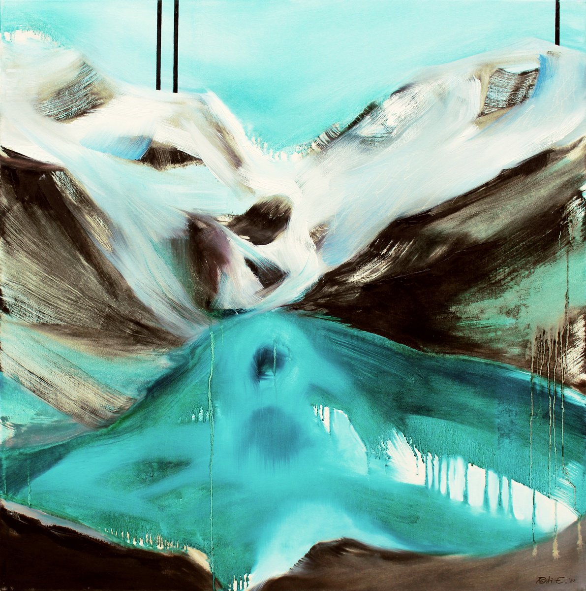 Abstract Landscape Oil Painting By Emma Pesti, 28 X 28, Melting I, Original Artwork