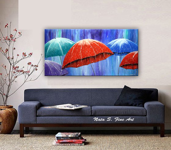 Rainy Day - Original Canvas Art 48" x 24"