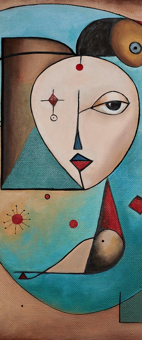 Geometric girl. Joan Miro style by Daria Shalik