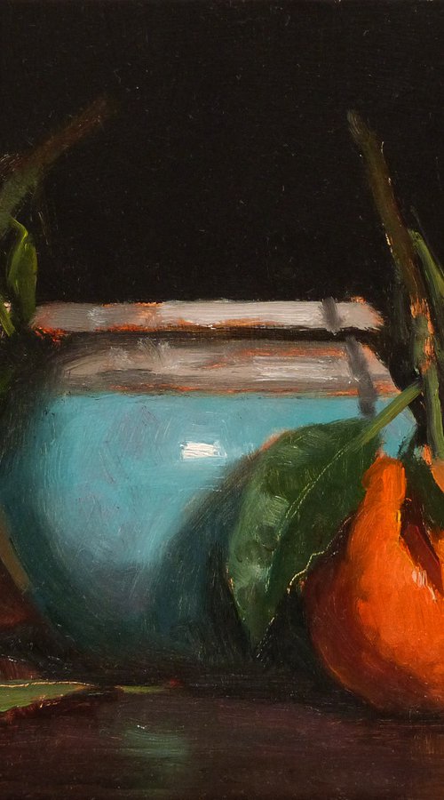 Tangerines and a Blue Pot by Pascal Giroud