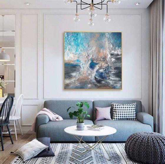 Memories 100x100cm Abstract Textured Painting