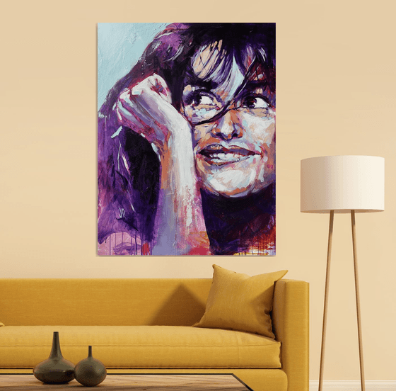 Penelope Cruz Portrait Acrylic on canvas 116x89cm