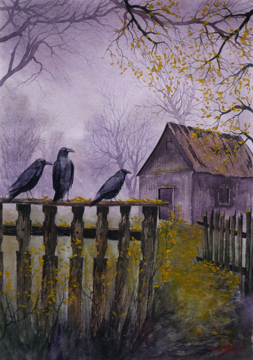 Photorealistic Watercolour , Near The Abandoned House By Eugene Gorbachenko, 17 X 24, Artwork For Sale On Artfinder