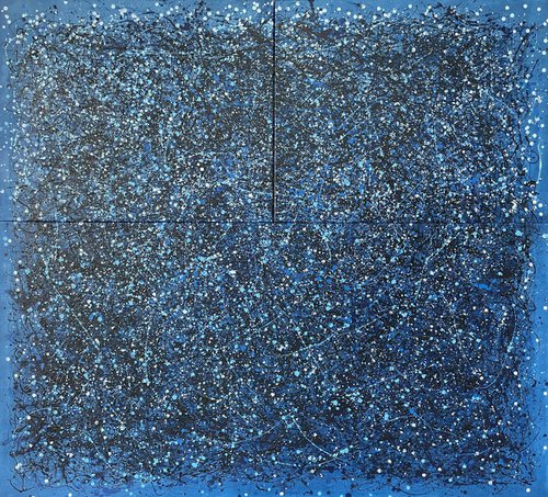 Blue to the Moon - Triptych  - Tribute a J.Pollock by Juan Jose Garay by Juan Jose Garay