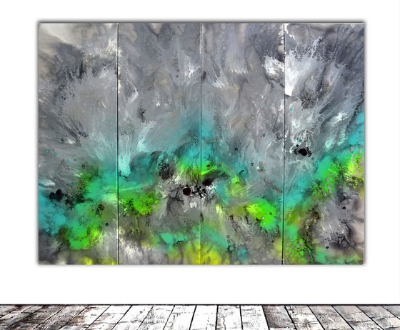 HUGE Painting XXXL - FREE SHIPPING - Astral Love 4 - 160x120x2 cm - Large Abstract, Supersized Painting, Multi-panelled Artwork - Ready to Hang, Hotel Wall Decor