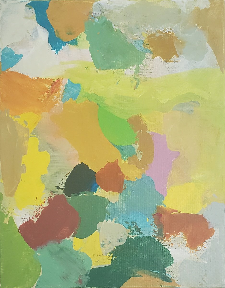 Organic Abstract Acrylic Painting By Rebecca Hodel, 11 X 14", Laughing Together, Original Artwork